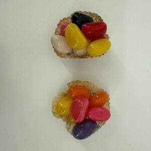 Vintage Resin Jelly Bean Tart Fridge Magnets Pair – Colorful 3D